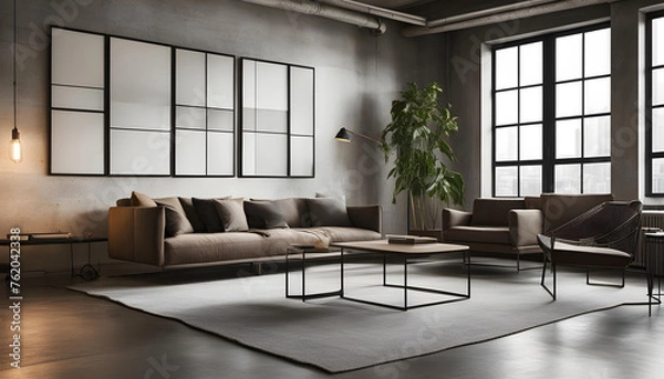 Fototapeta modern living room with fireplace