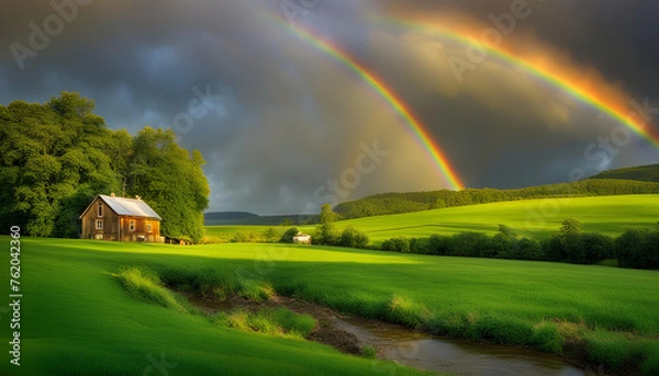 Fototapeta rainbow over fields