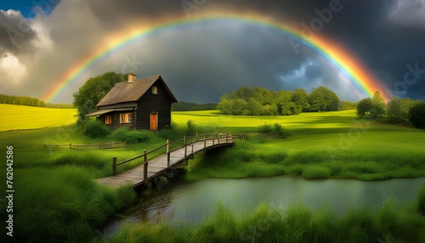 Fototapeta rainbow over the lake