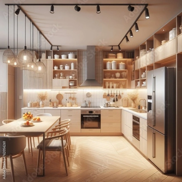 Fototapeta Beauty in Simplicity: A Stylish Minimalist Kitchen Design