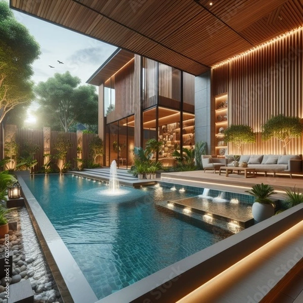 Fototapeta Comfortable Private Pool Design