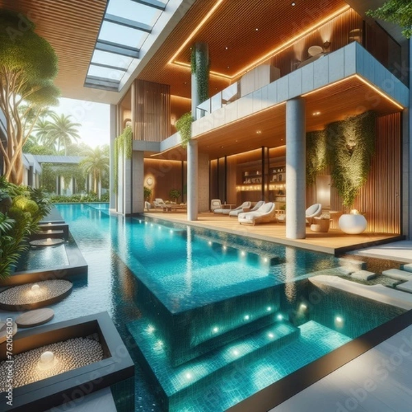 Fototapeta Comfortable Private Pool Design