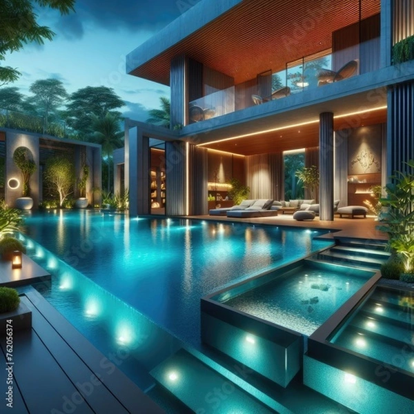 Fototapeta Comfortable Private Pool Design