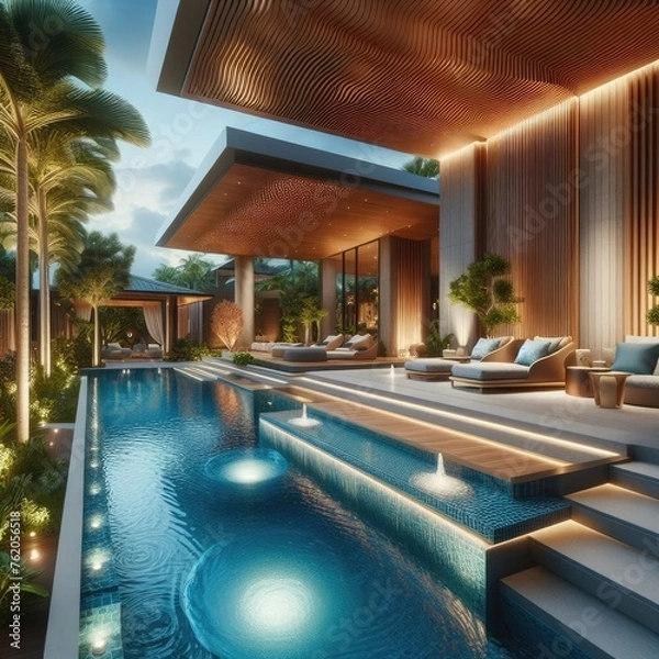 Fototapeta Comfortable Private Pool Design