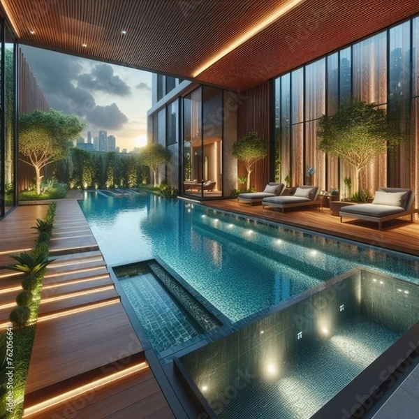 Fototapeta Comfortable Private Pool Design