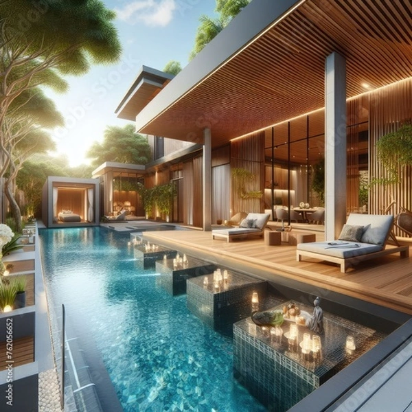Fototapeta Comfortable Private Pool Design