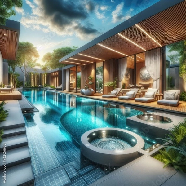 Fototapeta Comfortable Private Pool Design