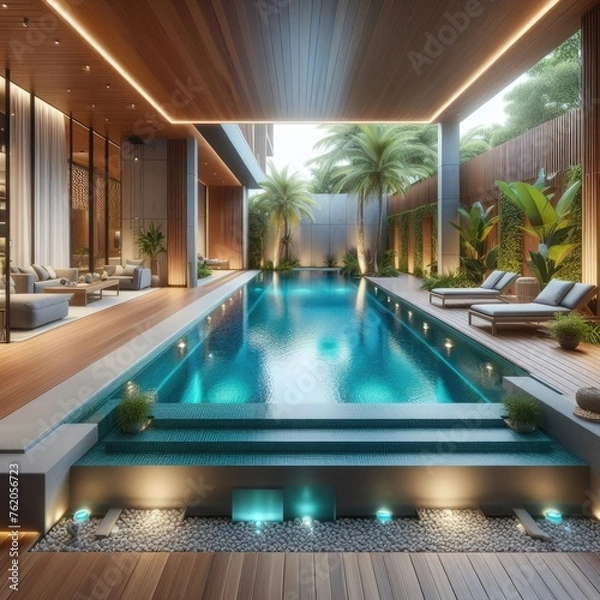 Fototapeta Comfortable Private Pool Design