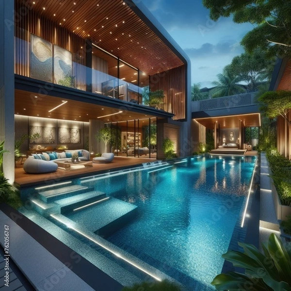 Fototapeta Comfortable Private Pool Design