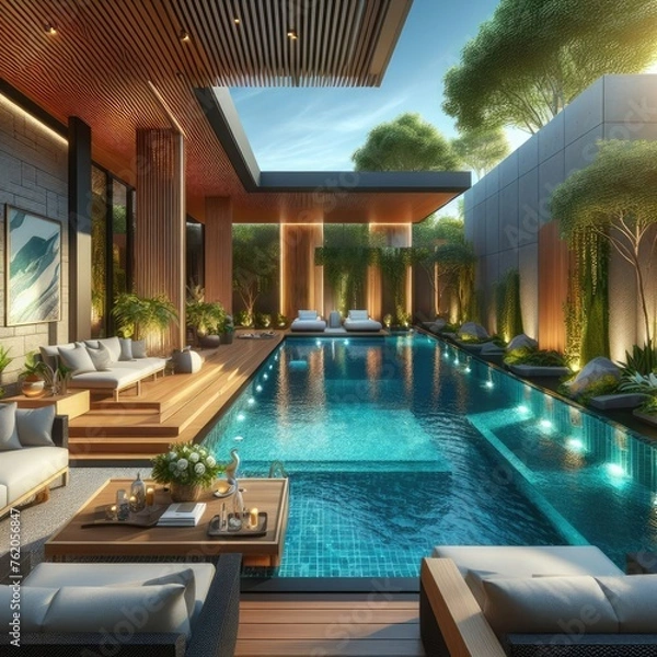 Fototapeta Comfortable Private Pool Design