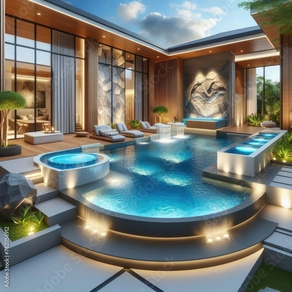 Fototapeta Comfortable Private Pool Design