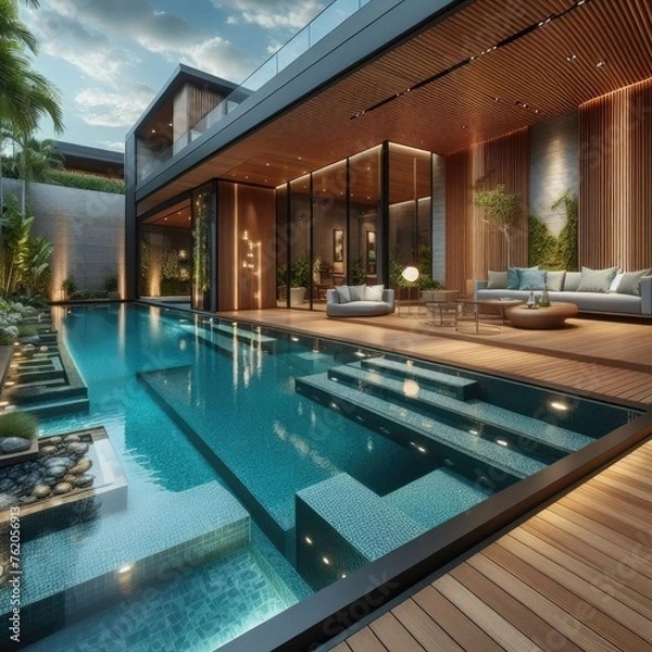 Fototapeta Comfortable Private Pool Design