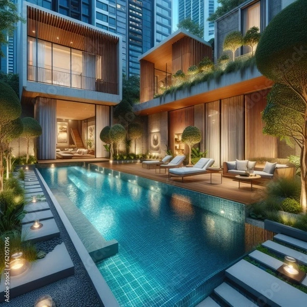 Fototapeta Comfortable Private Pool Design