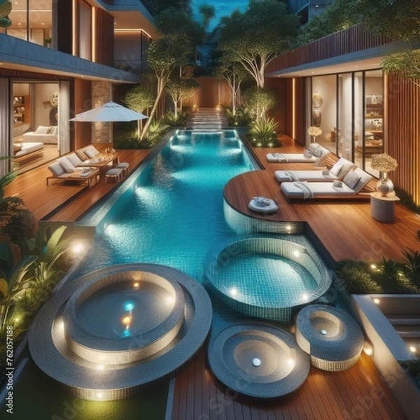 Fototapeta Comfortable Private Pool Design