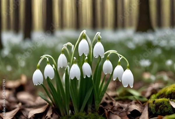 Fototapeta spring snowdrop flowers