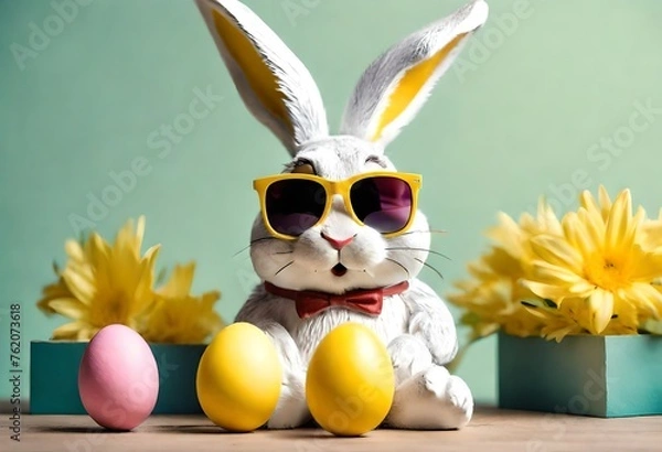 Fototapeta easter bunny with eggs