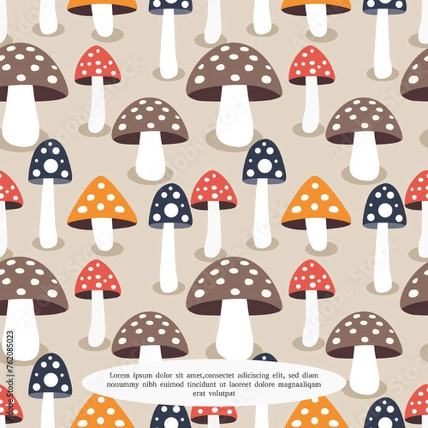 Fototapeta Seamless pattern with colorful mushrooms. Creative childish pattern. Vector illustration