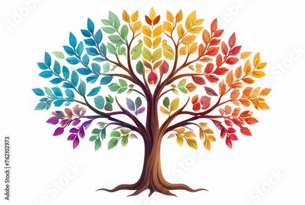 Obraz Colorful autumn tree on white background. Vector illustration for your design