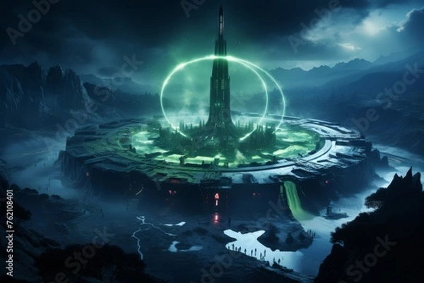 Fototapeta Intergalactic Spacecraft Landing on Alien Planet