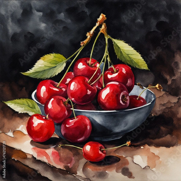 Fototapeta cherries in a bowl