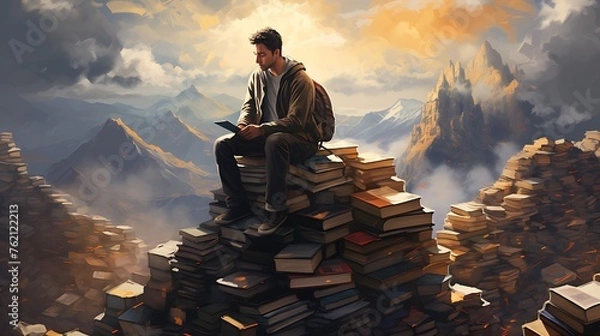 Obraz  A Young Reader Lost in the Labyrinth of Stories, Education day, World philosophy day