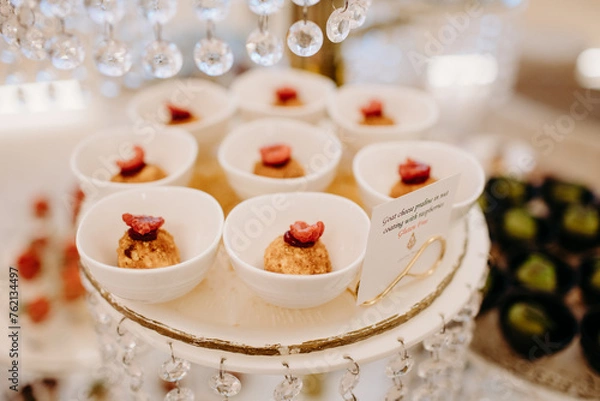 Obraz Luxury event - finger foods served on elegant plates