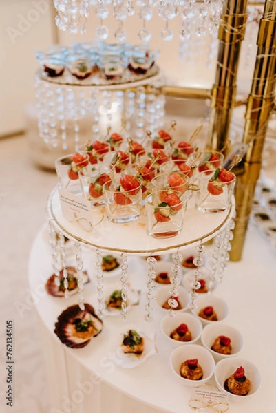 Obraz Luxury event - finger foods served on elegant plates
