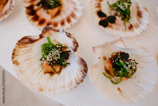 Obraz Luxury event - finger foods served on elegant plates