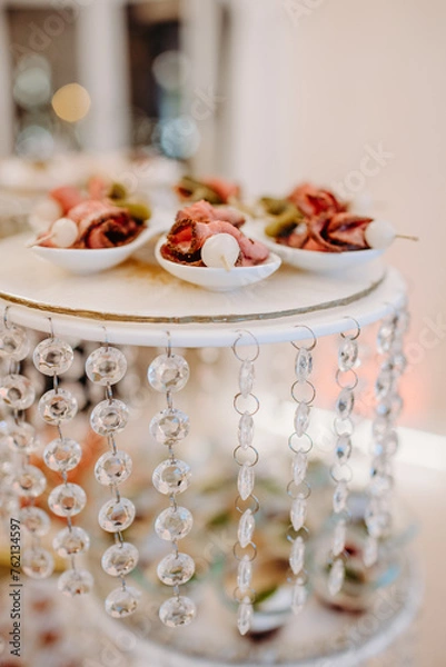 Obraz Luxury event - finger foods served on elegant plates