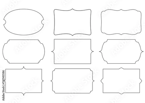 Fototapeta シンプルな線画のフレームセット　一重罫　文字なし　白地あり