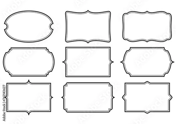 Fototapeta シンプルな線画のフレームセット　二重罫　文字なし　白地あり