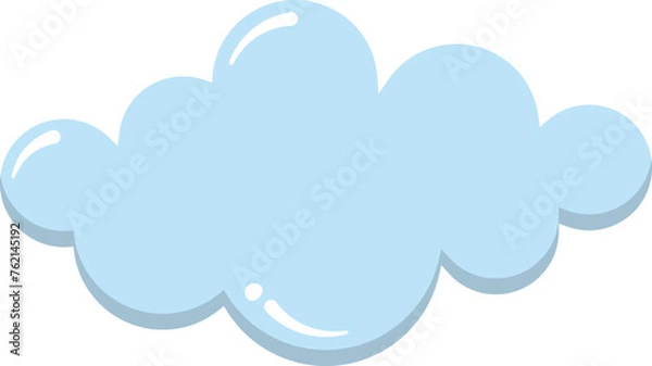 Fototapeta Vector Flat Cartoon Blue Cloud Isolated on White Background. Minimal Cloud in Cartoon Style. Funky Cartoon Style One Cloud design element. Environment illustrations.