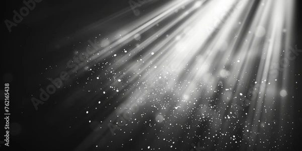 Fototapeta White light rays on  black background, overlay for glowing effects or lighting ,white glow flare light with dynamic movement on dark background