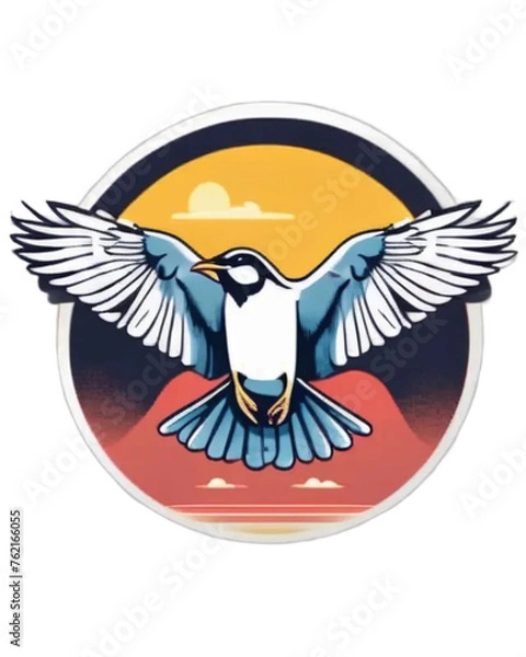 Obraz Birds spread their wings and fly under the evening sun.