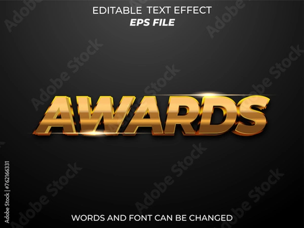 Fototapeta awards text effect, font editable, typography, 3d text. vector template