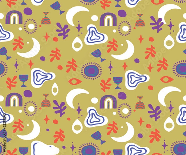 Fototapeta Boho abstrack pattern seamless. Suitable for  textile designs, handkerchief designs, background, etc
