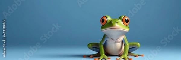 Fototapeta frog copy space with Blue background
