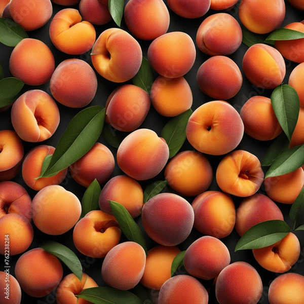 Fototapeta Colorful illustration with juicy peaches