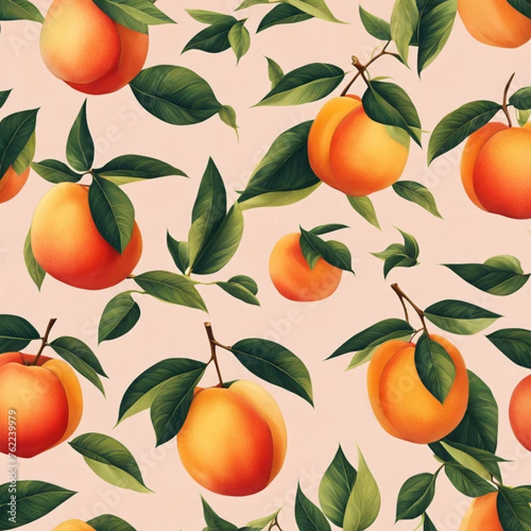 Obraz Colorful illustration with juicy peaches