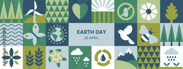 Obraz Earth Day environment issues posters, brochures, web banner, background