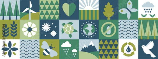 Obraz Earth Day environment issues posters, brochures, web banner, background