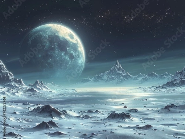 Fototapeta Icy cosmos square planetary orbs