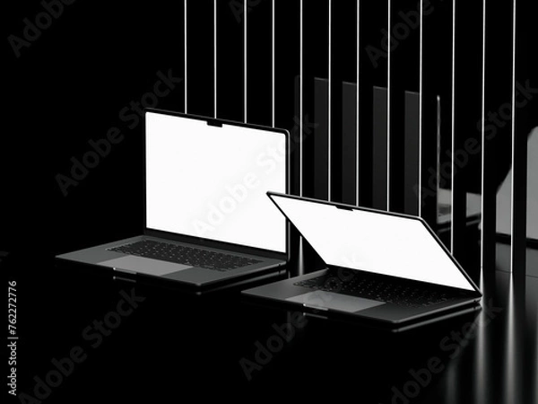 Obraz Device Screen mockup. Laptop pro with blank screens for your design. Realistic 3D illustration