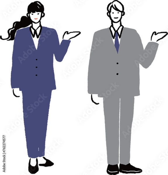 Obraz スーツを着た男女のイラスト