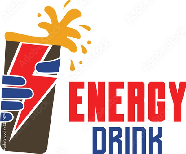 Fototapeta Creative and unique design logo template of the hand and energy drink.