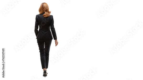 Obraz Rear view of young beautiful businesswoman. PNG file of isolated cutout object on transparent background.