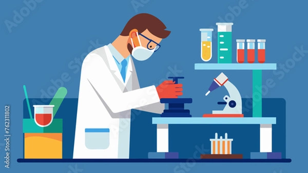 Fototapeta A laboratory technician doublechecking the accuracy of equipment and procedures ensuring the highest quality of lifesaving healthcare for