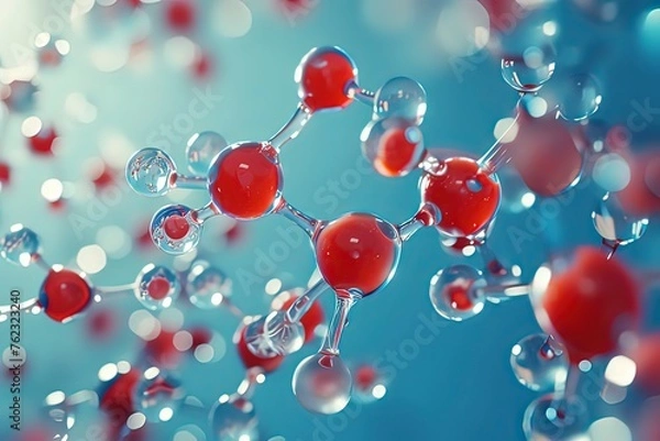 Fototapeta Transparent molecular structure. AI technology generated image