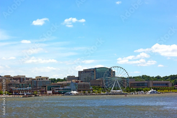 Fototapeta National Harbor photographed from Woodrow Wilson Bridge