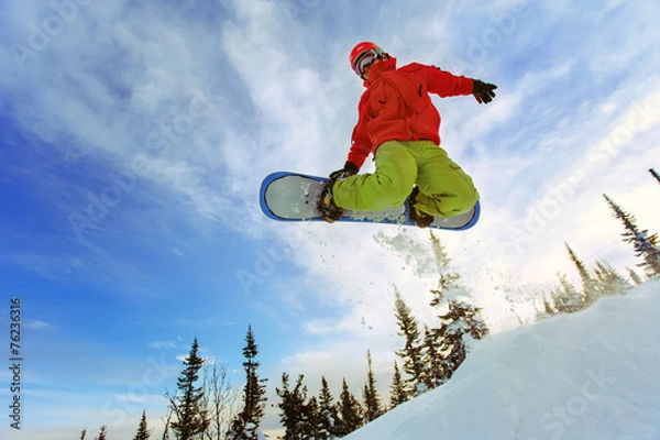 Obraz Snowboarder jumping